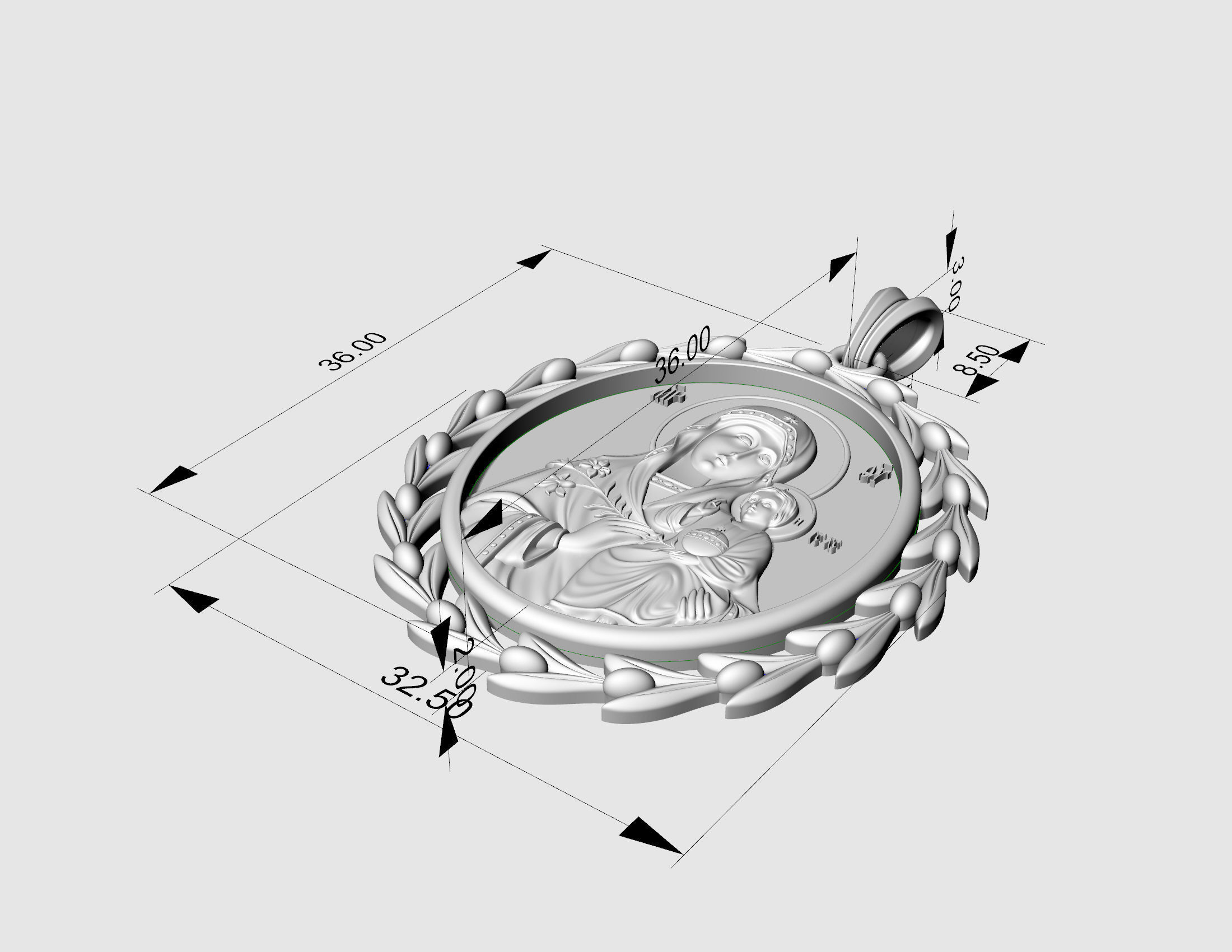 Jesus with Mary pendant 3D print model_21