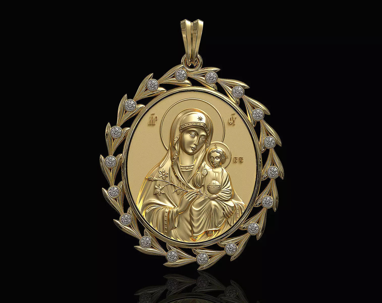 Jesus with Mary pendant 3D print model_0