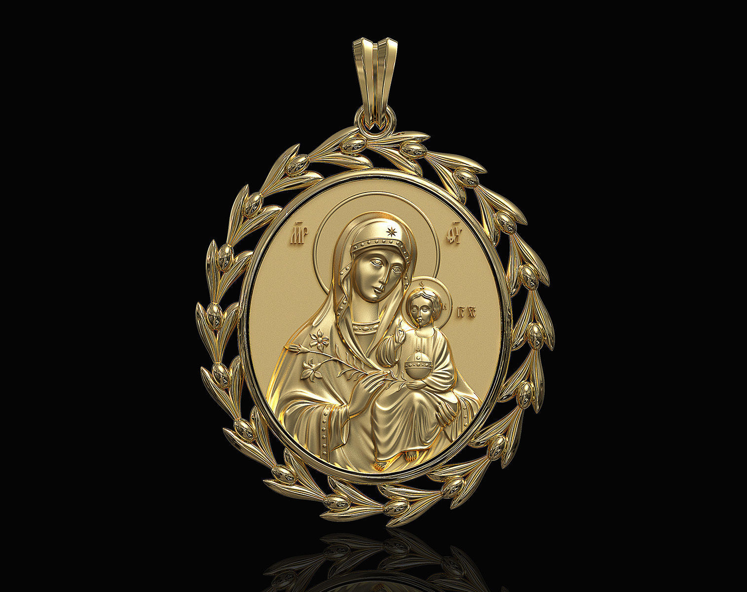 Jesus with Mary pendant 3D print model_3