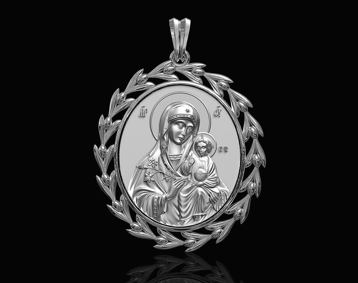 Jesus with Mary pendant 3D print model_4