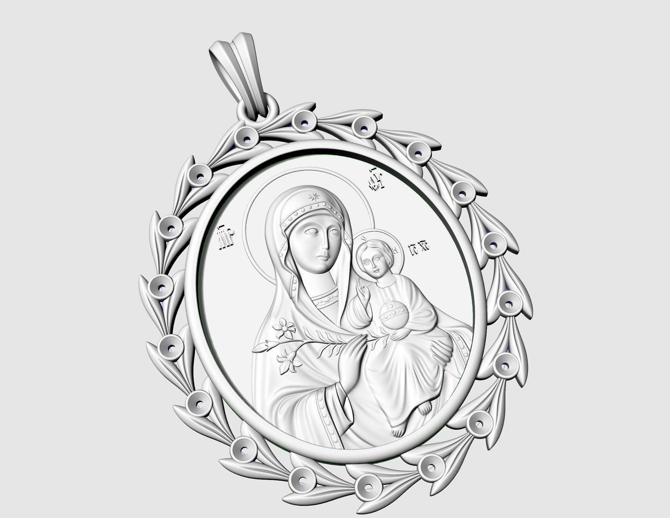 Jesus with Mary pendant 3D print model_8