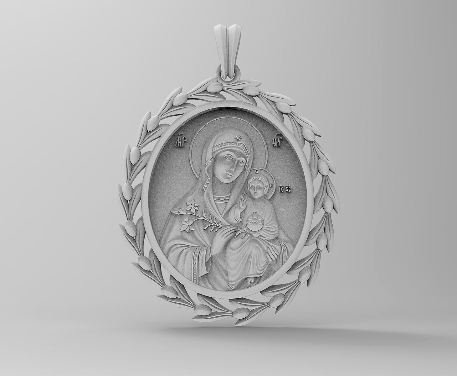 Jesus with Mary pendant 3D print model_5