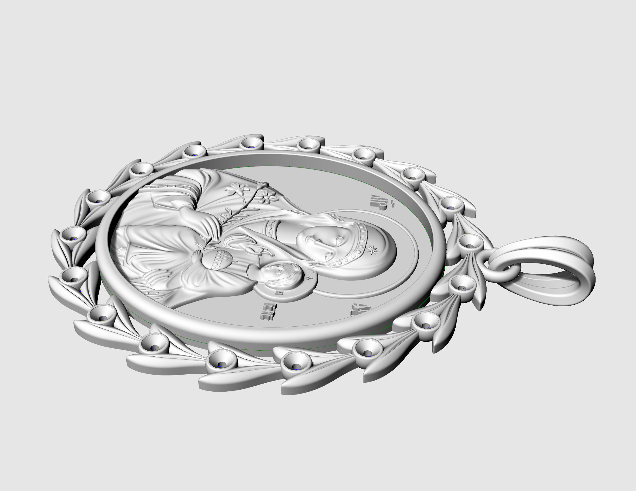 Jesus with Mary pendant 3D print model_10