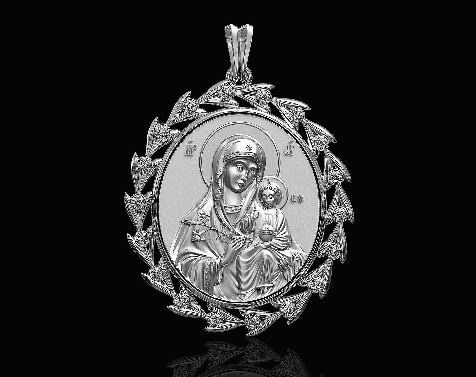 Jesus with Mary pendant 3D print model_1