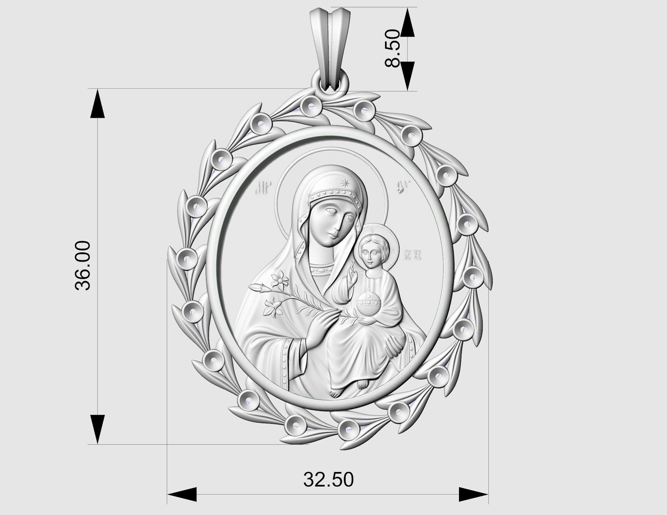 Jesus with Mary pendant 3D print model_16