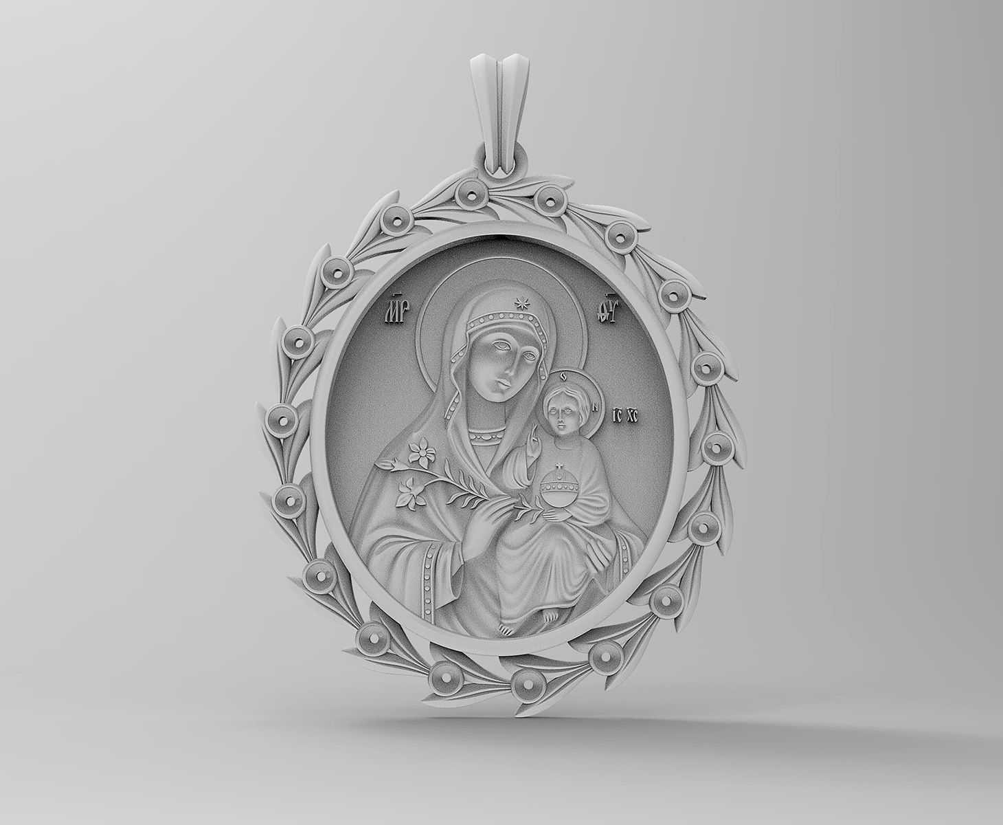 Jesus with Mary pendant 3D print model_2