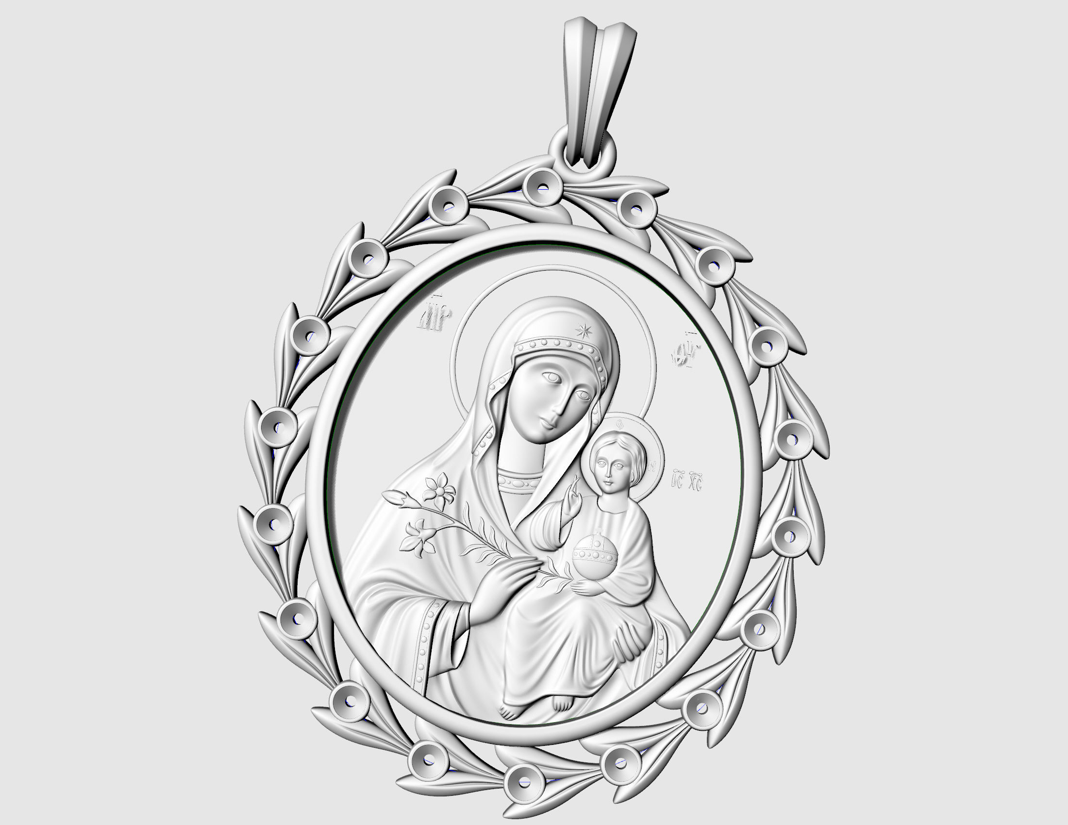 Jesus with Mary pendant 3D print model_6