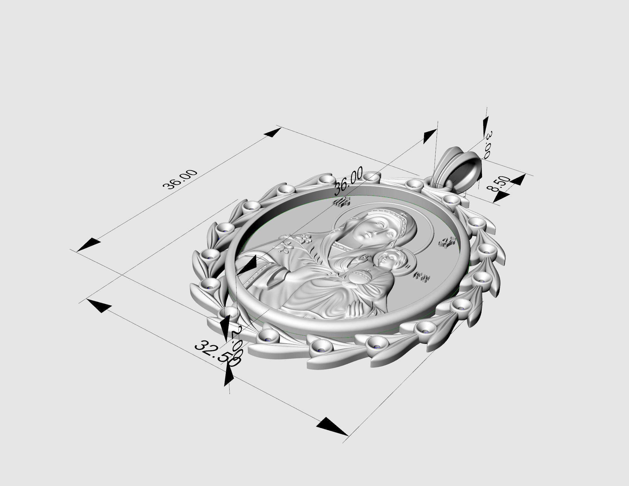 Jesus with Mary pendant 3D print model_20