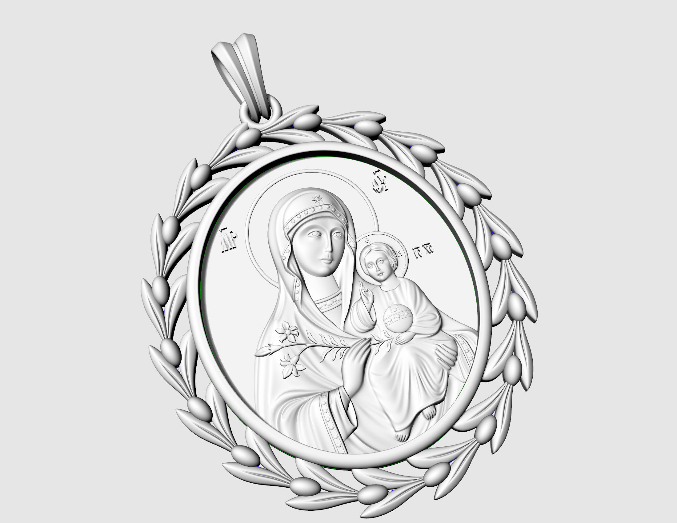 Jesus with Mary pendant 3D print model_9