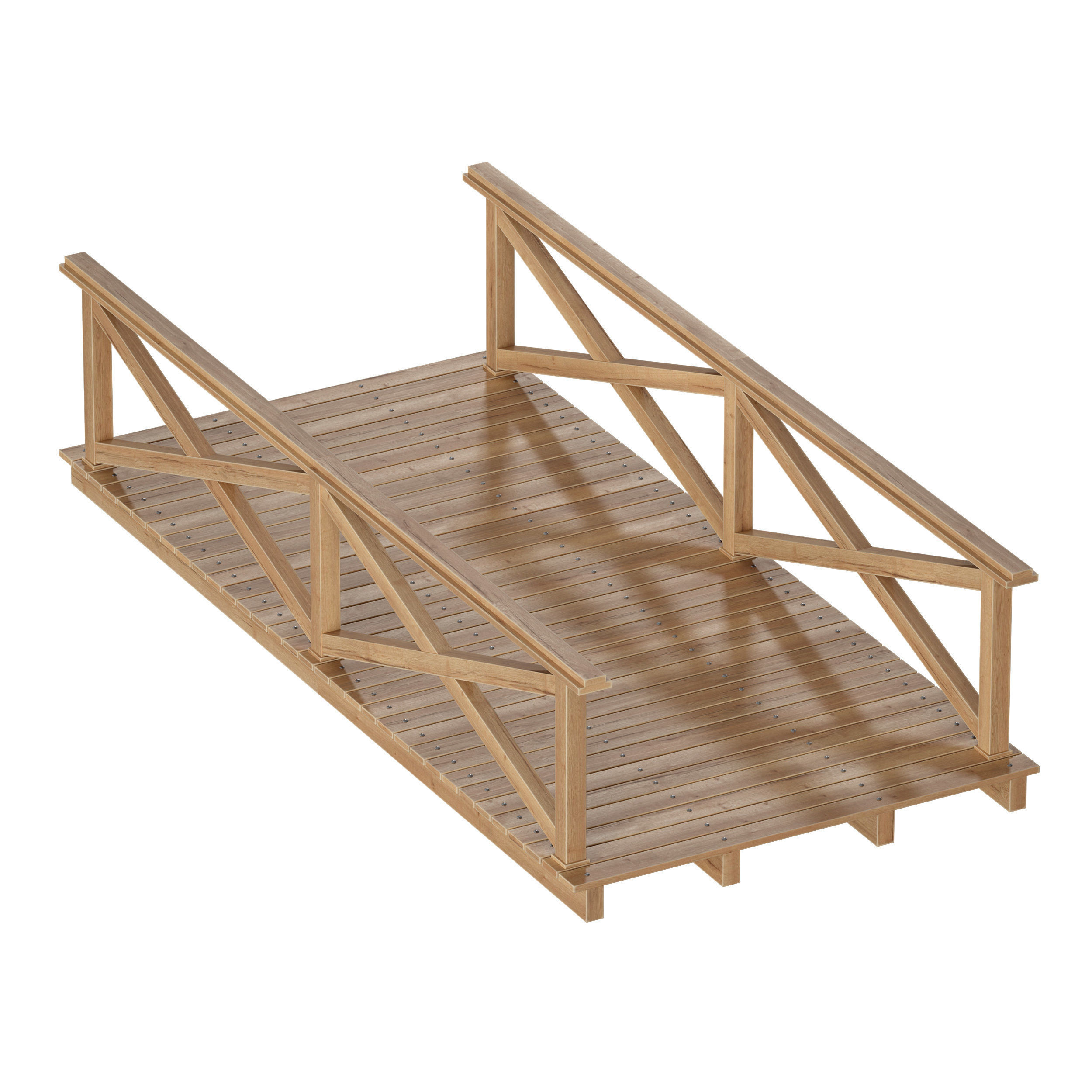 Wooden plank arch bridge 3D model_9
