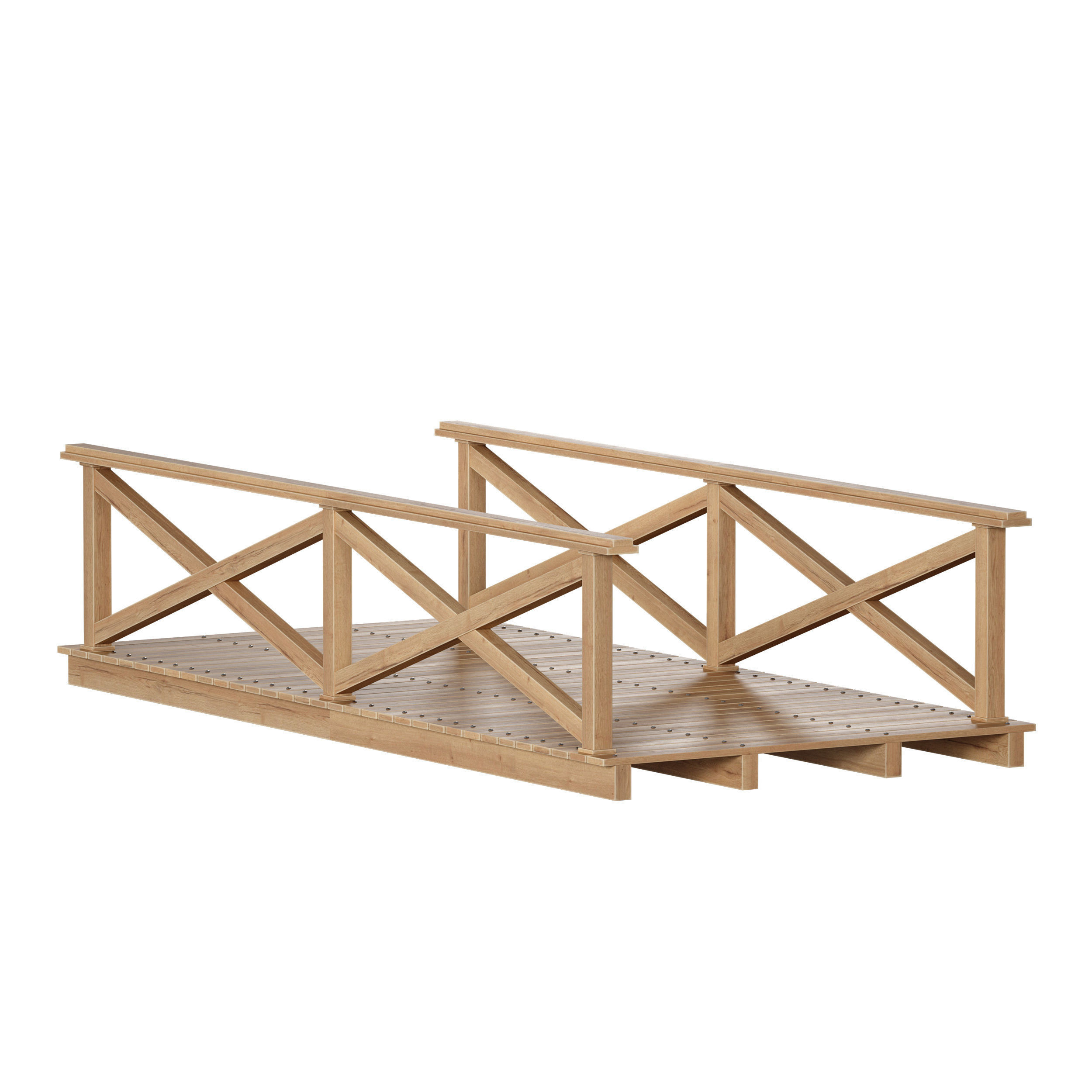 Wooden plank arch bridge 3D model_14
