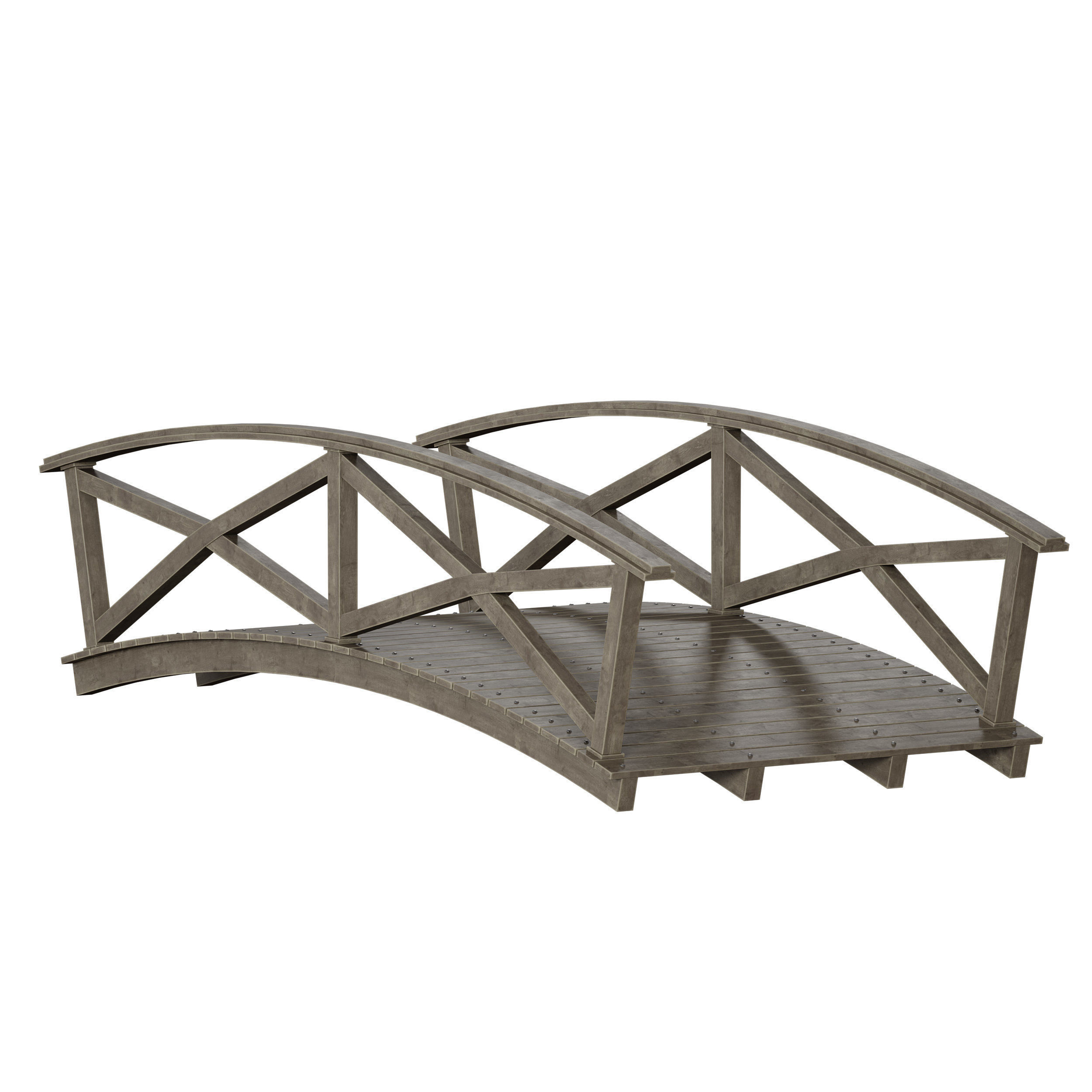 Wooden plank arch bridge 3D model_15