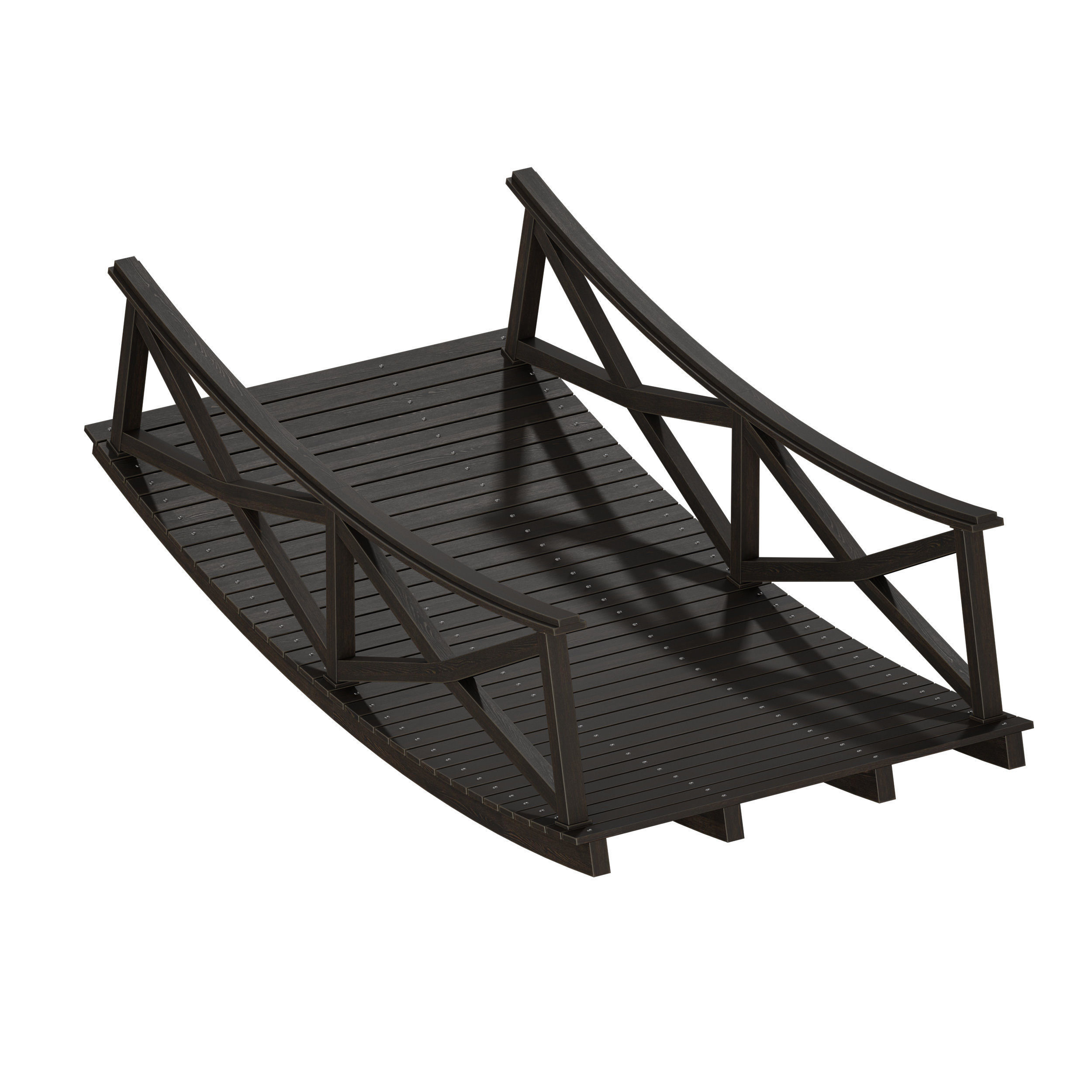 Wooden plank arch bridge 3D model_12