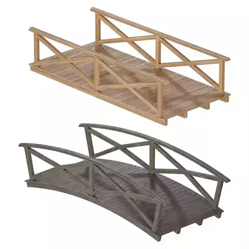 Wooden plank arch bridge