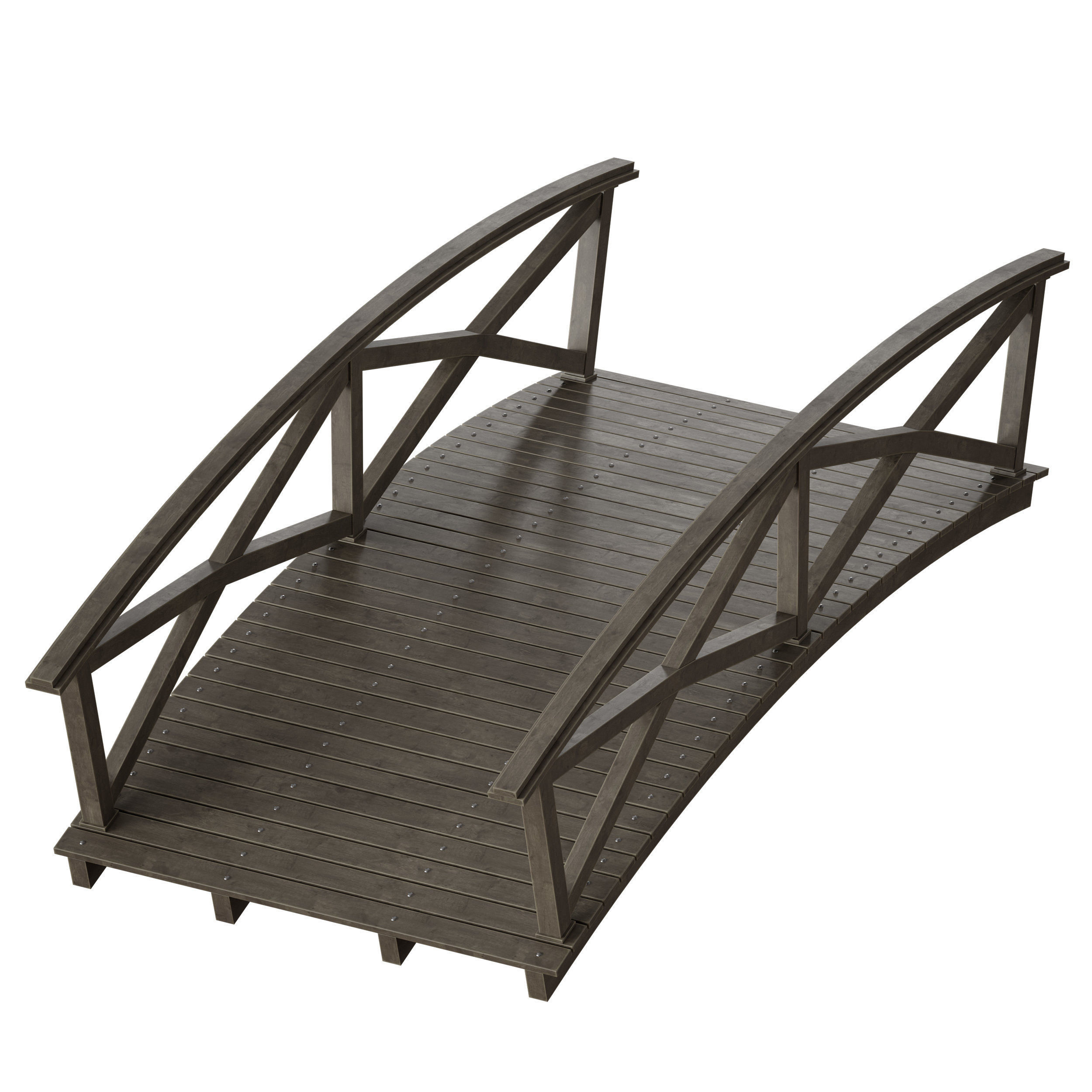 Wooden plank arch bridge 3D model_20