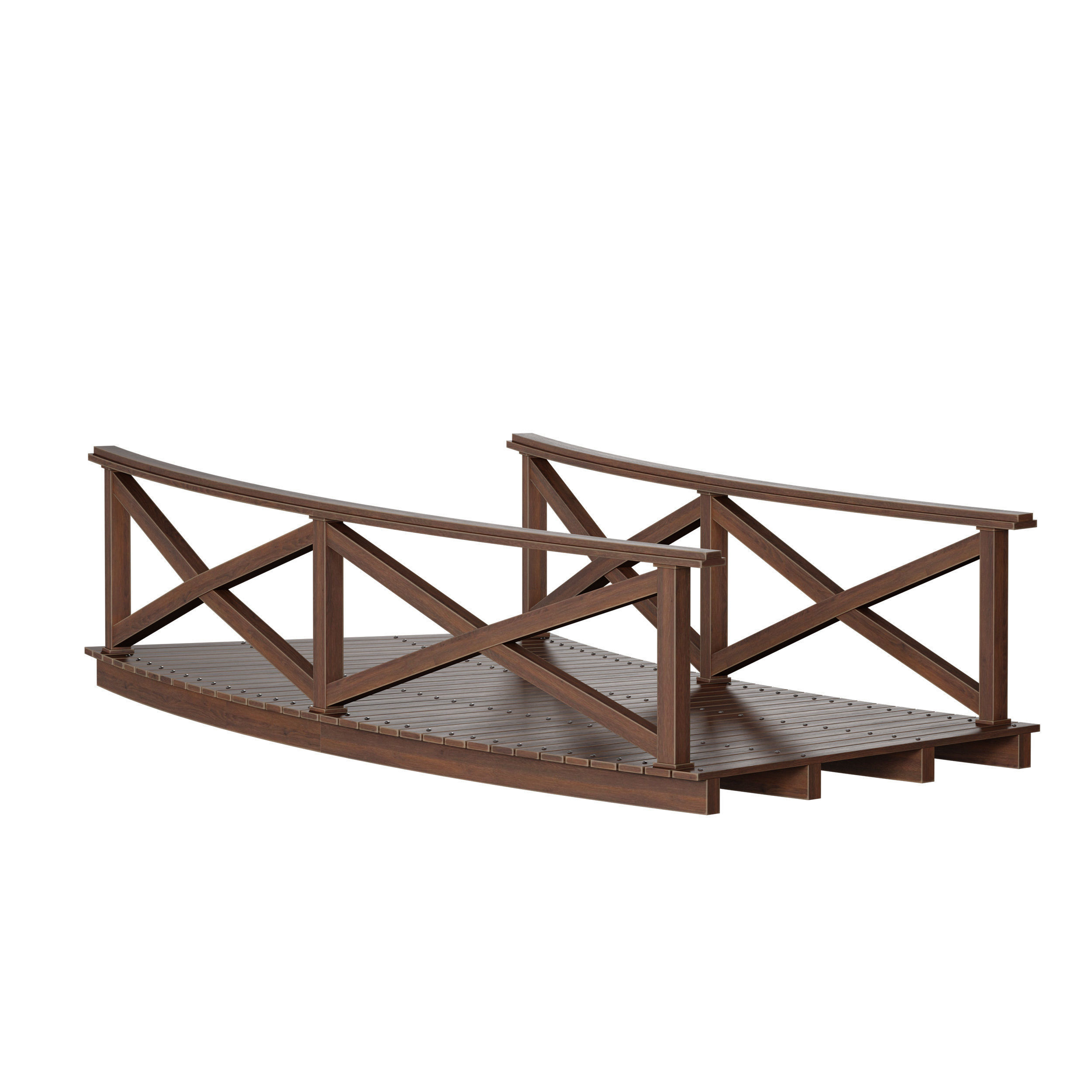 Wooden plank arch bridge 3D model_16