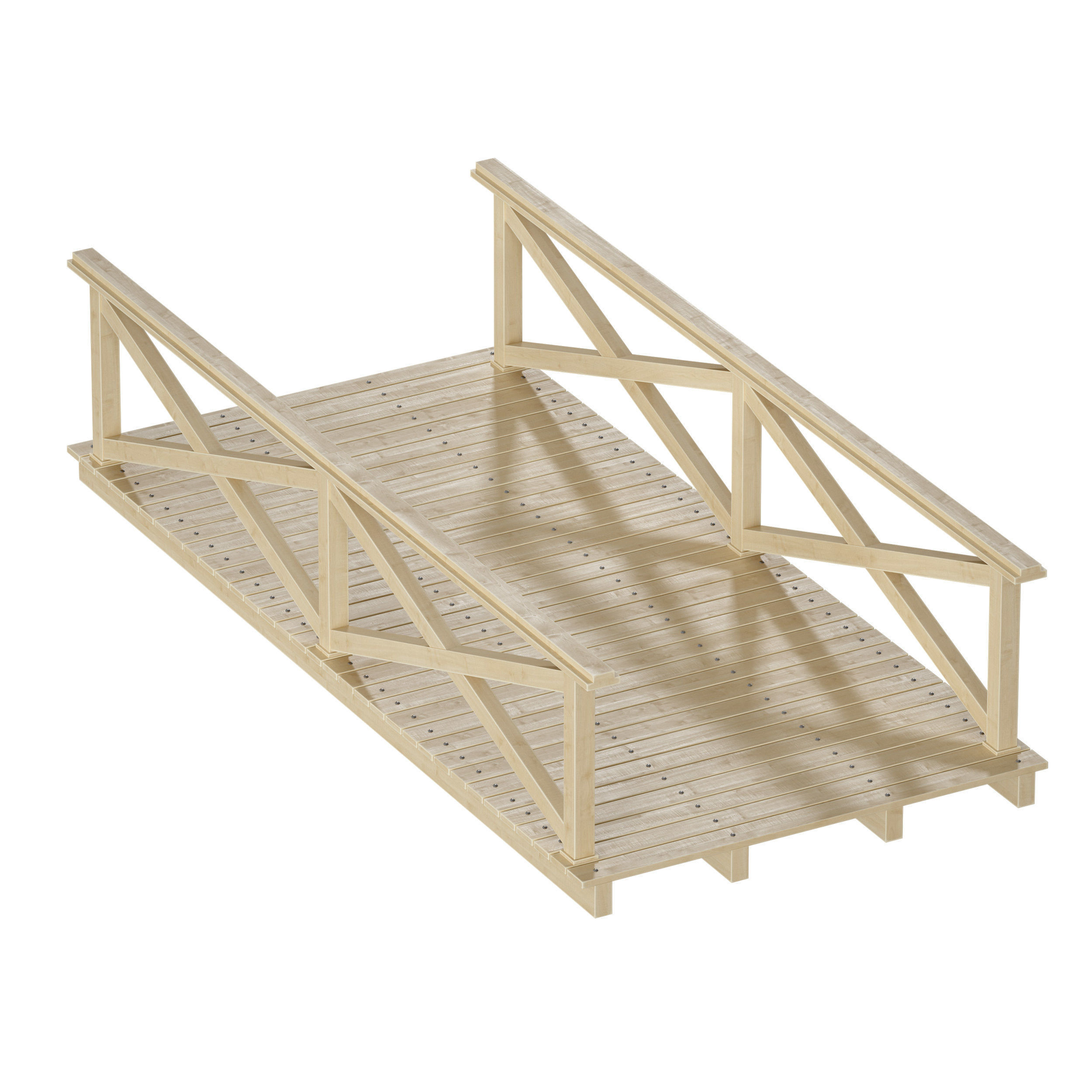 Wooden plank arch bridge 3D model_8