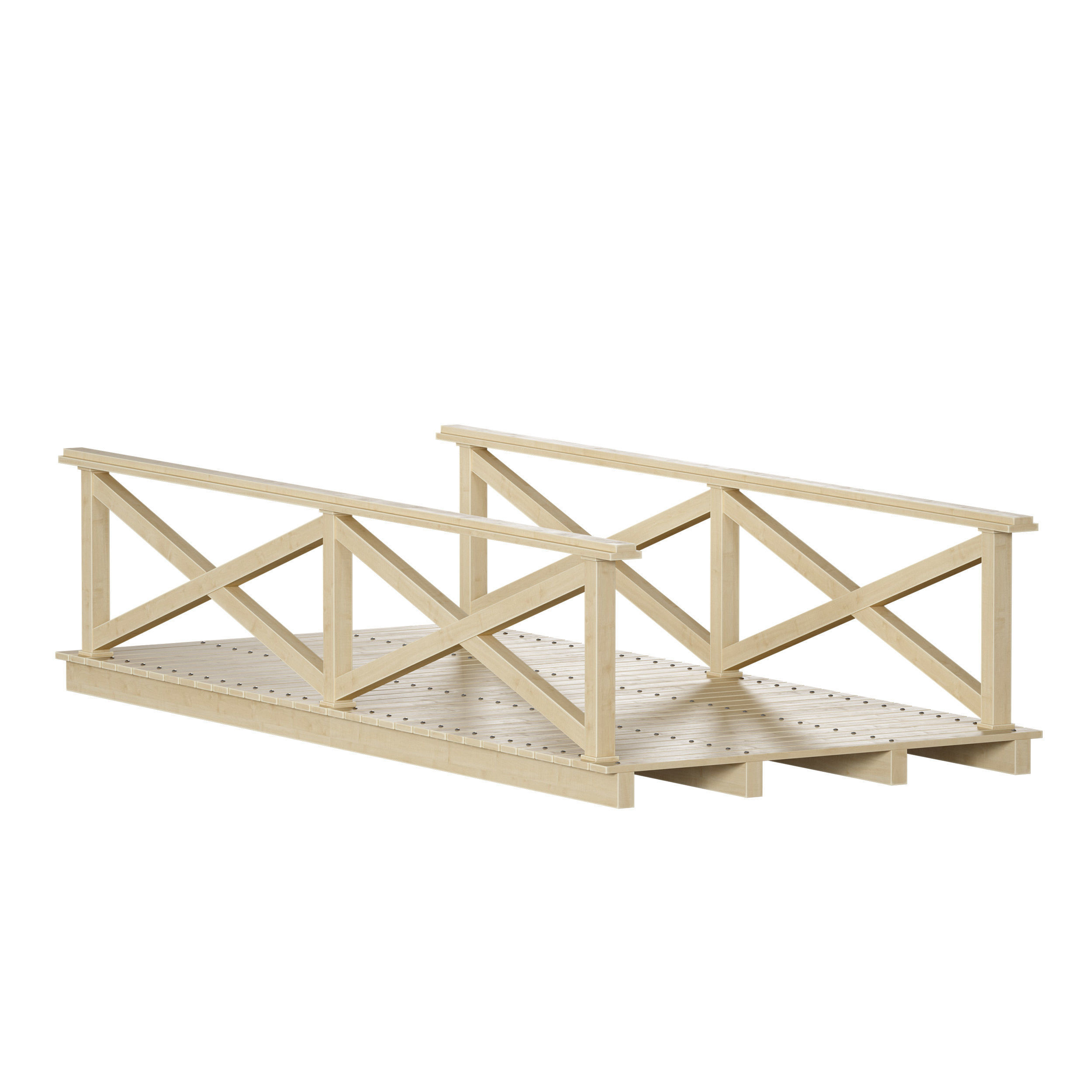 Wooden plank arch bridge 3D model_13