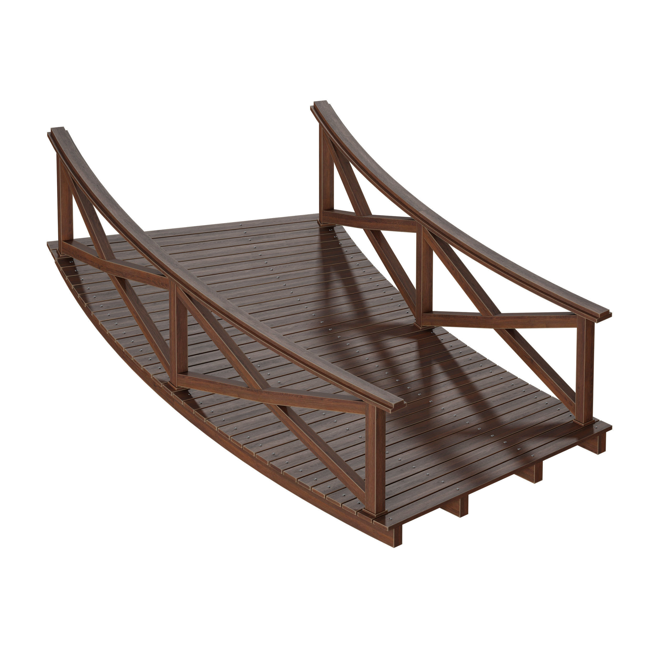 Wooden plank arch bridge 3D model_11
