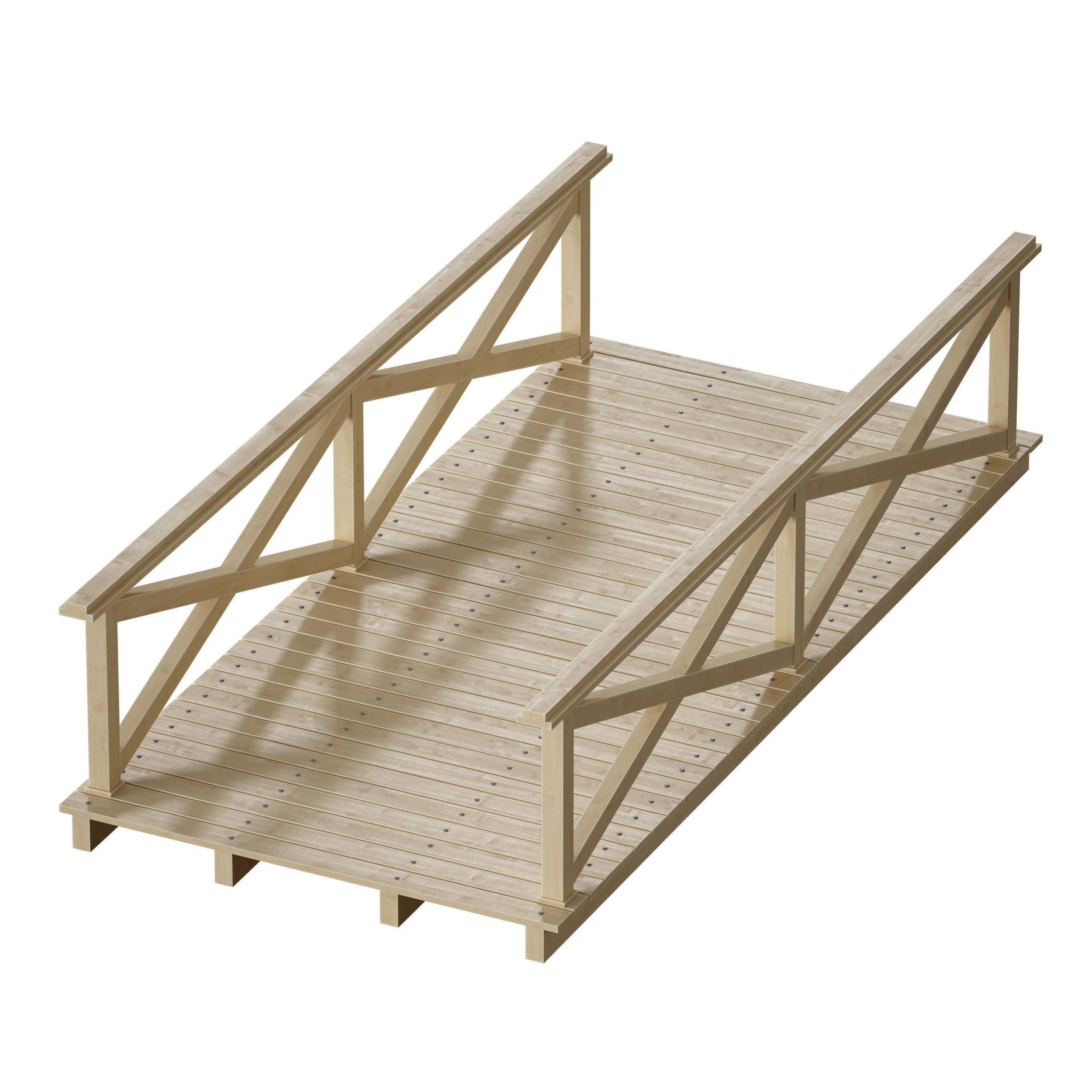 Wooden plank arch bridge 3D model_18