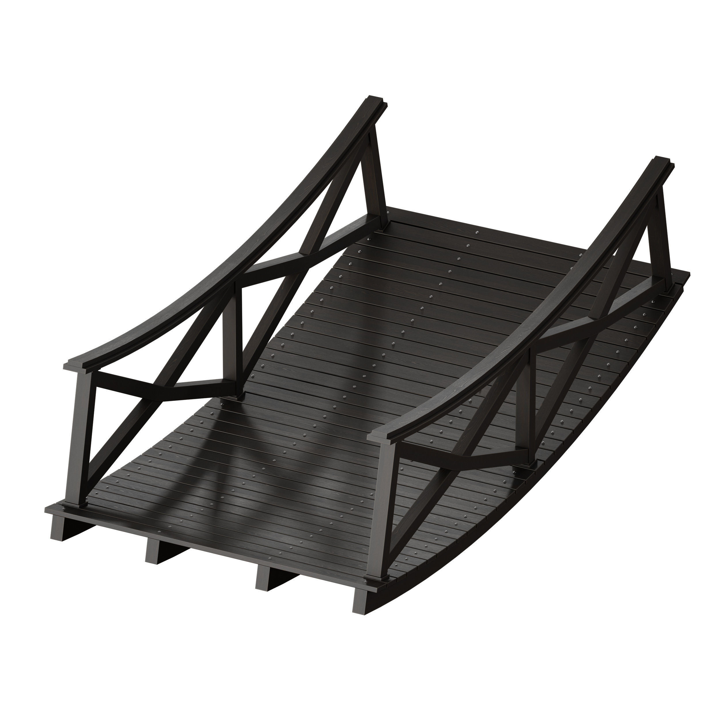 Wooden plank arch bridge 3D model_22