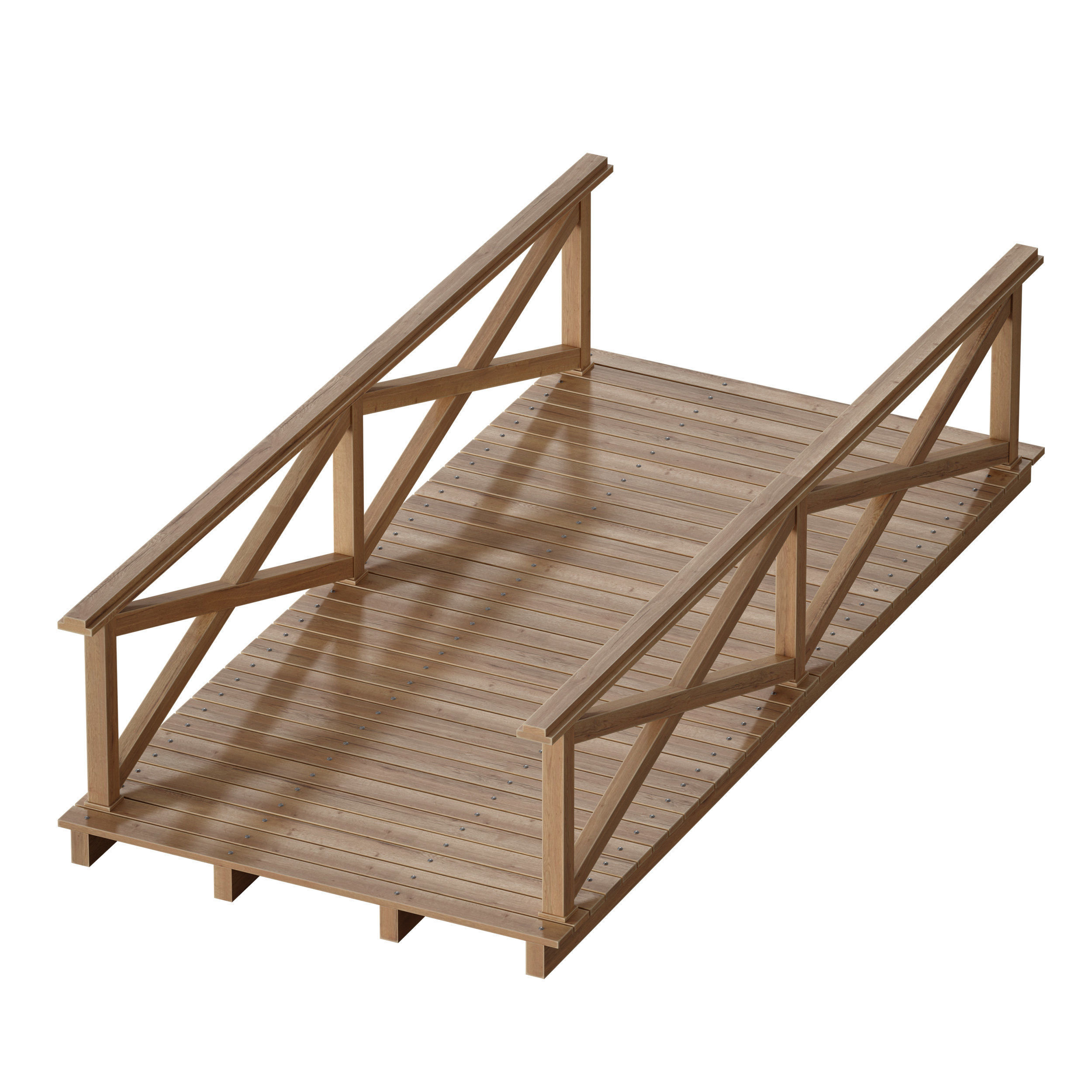 Wooden plank arch bridge 3D model_19