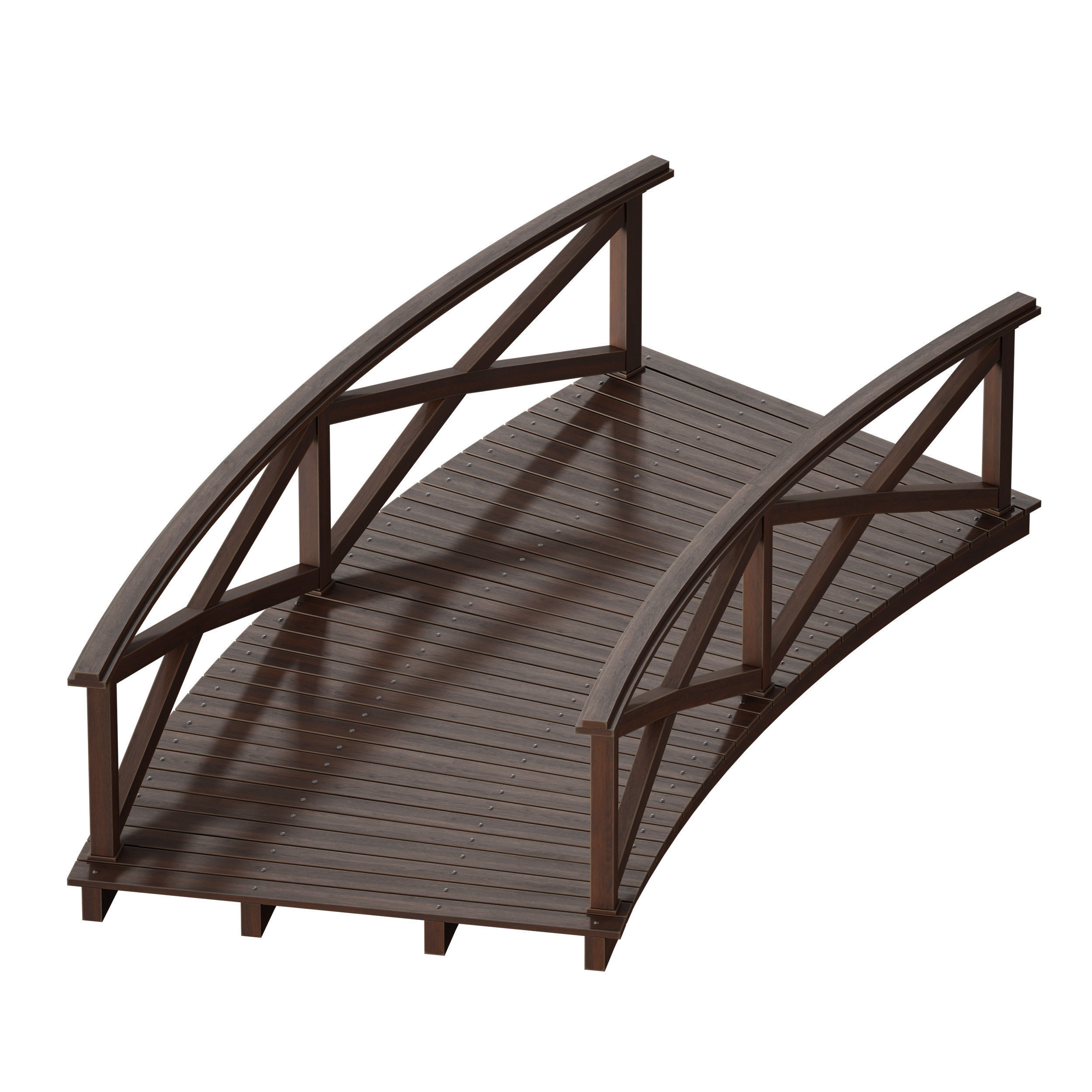 Wooden plank arch bridge 3D model_21