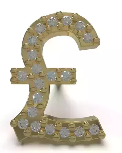 Pound  symbol stud earring with gems 3D print model