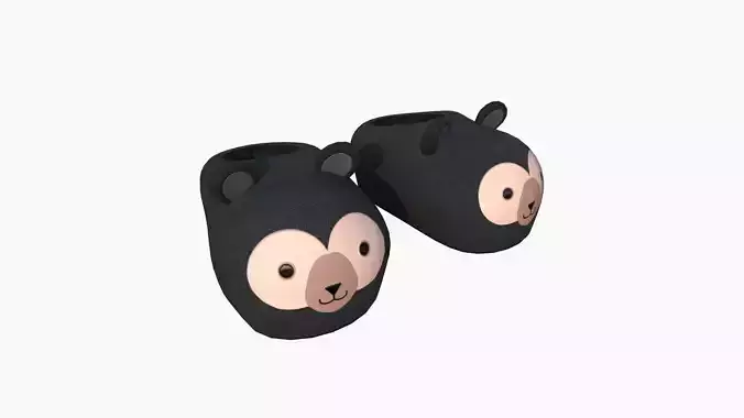 Slippers A03 Black Bear- Costume Character Design Low-poly 3D model