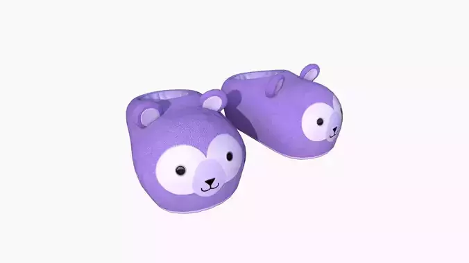 Slippers A07 Purple Bear- Costume Character Design Low-poly 3D model