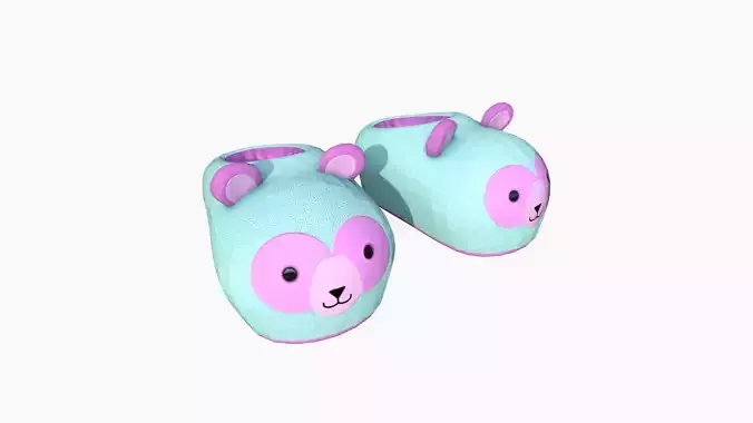 Slippers A09 Pink Blue Bear- Costume Character Design Low-poly 3D model
