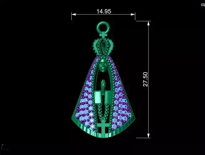 pingente de nossa senhora da aparecida vazado 3D print model