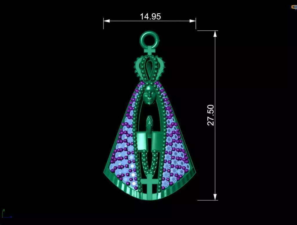 pingente de nossa senhora da aparecida vazado 3D print model_0