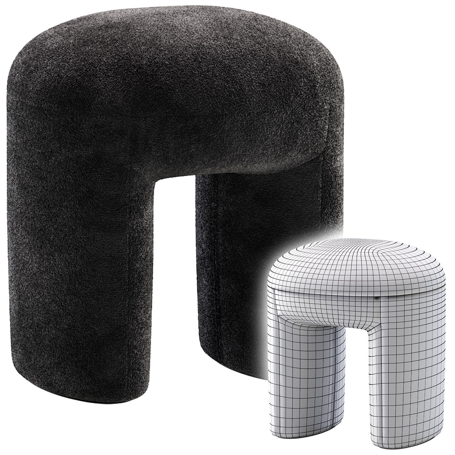 Pouf Shaggy 3D model_6