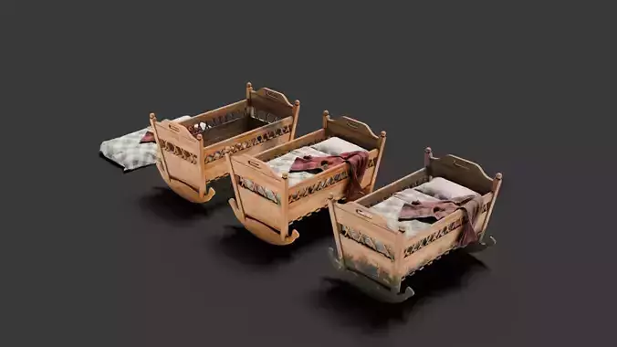 Old wooden Baby Cradle  4k pbr 