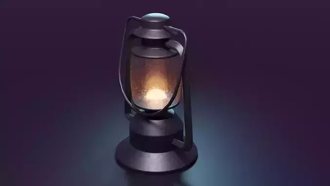 Old Latern and Glass Low-poly 3D model