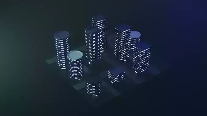 Modular Buildings in Blender Low-poly 3D model