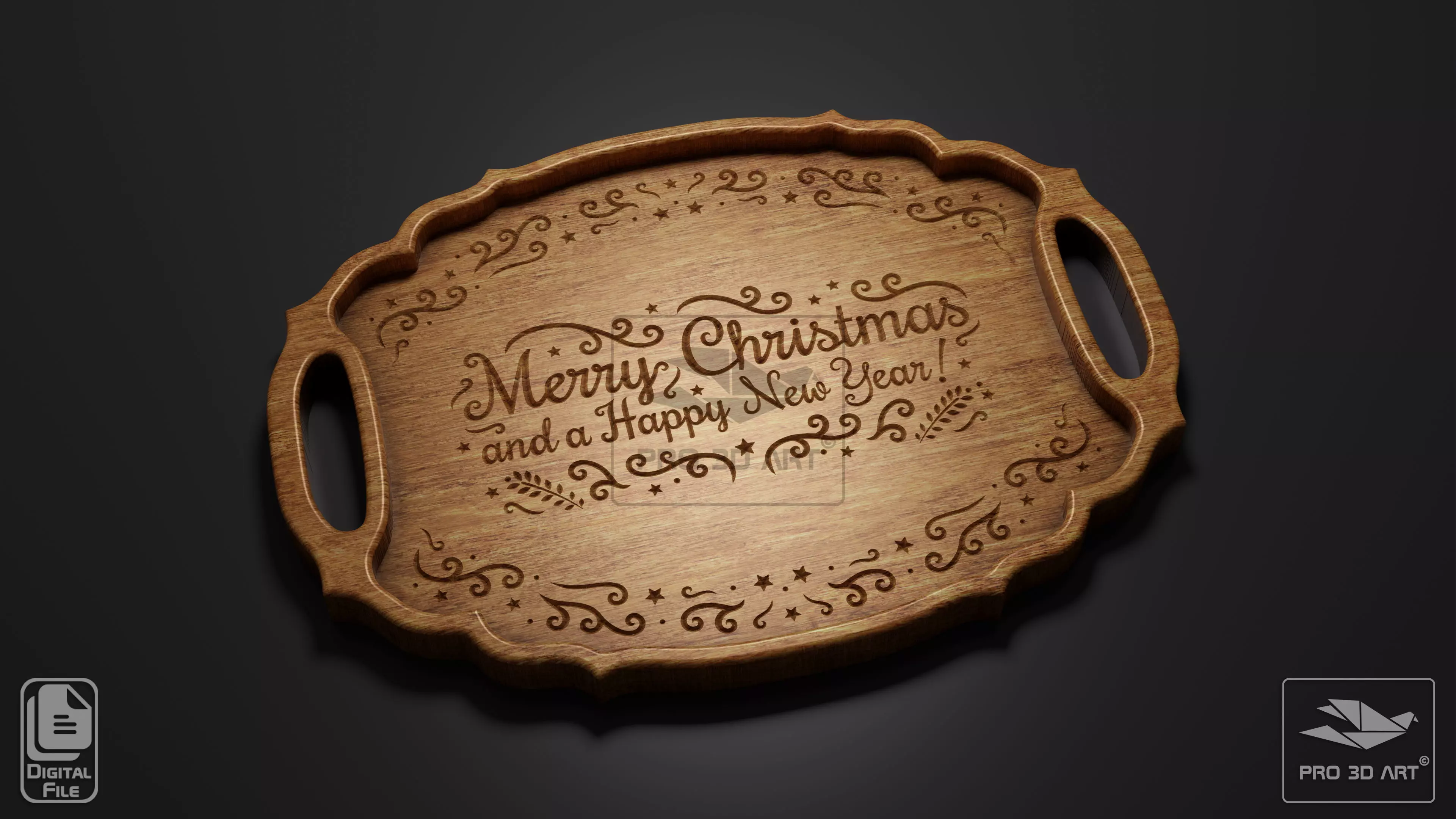 Christmas Tray - CNC Files for Wood 3D model_0