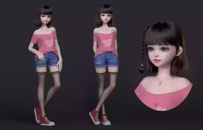 Cartoon sexy girl with binding