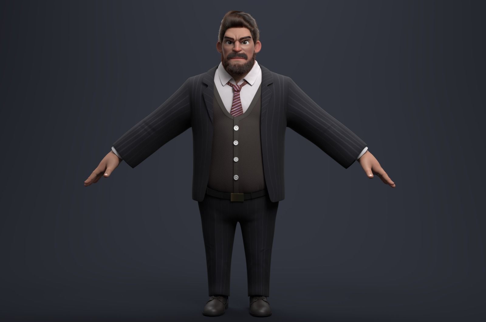 Uncle cartoon beard 3D model_1