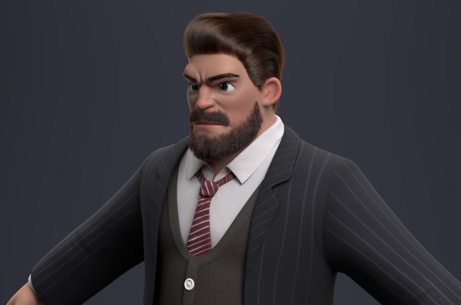 Uncle cartoon beard 3D model_7