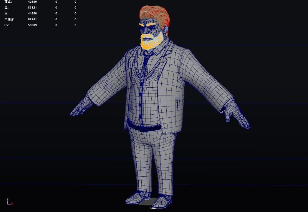 Uncle cartoon beard 3D model_10