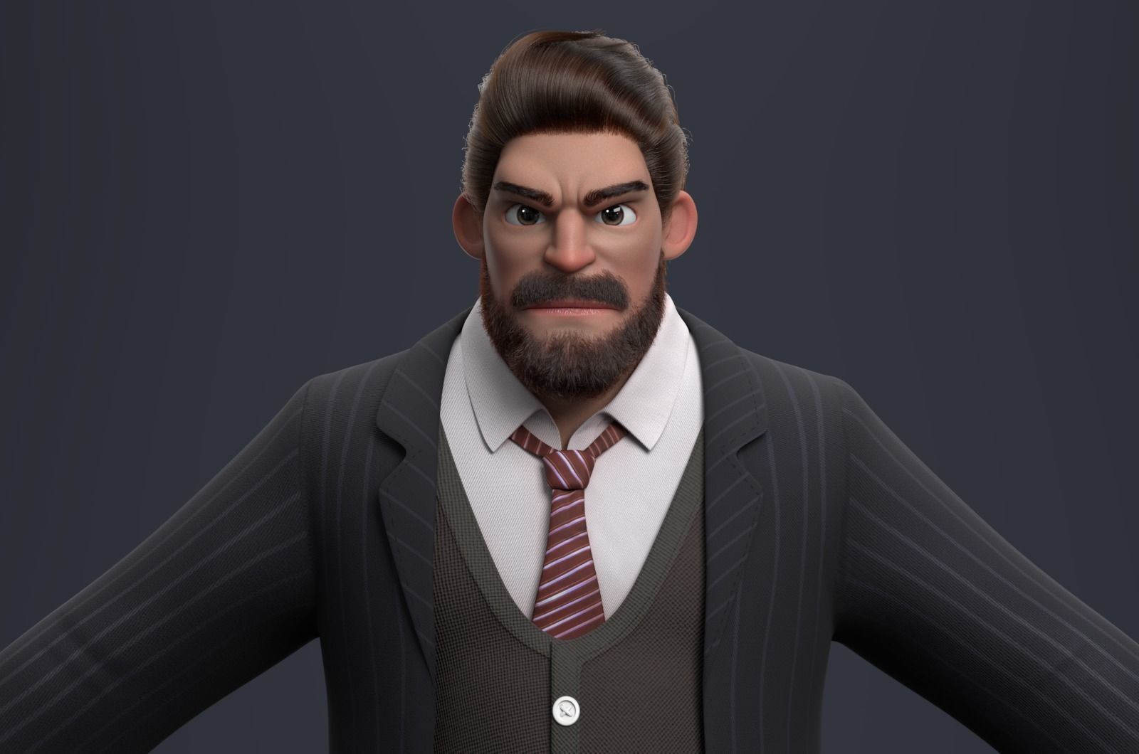 Uncle cartoon beard 3D model_6