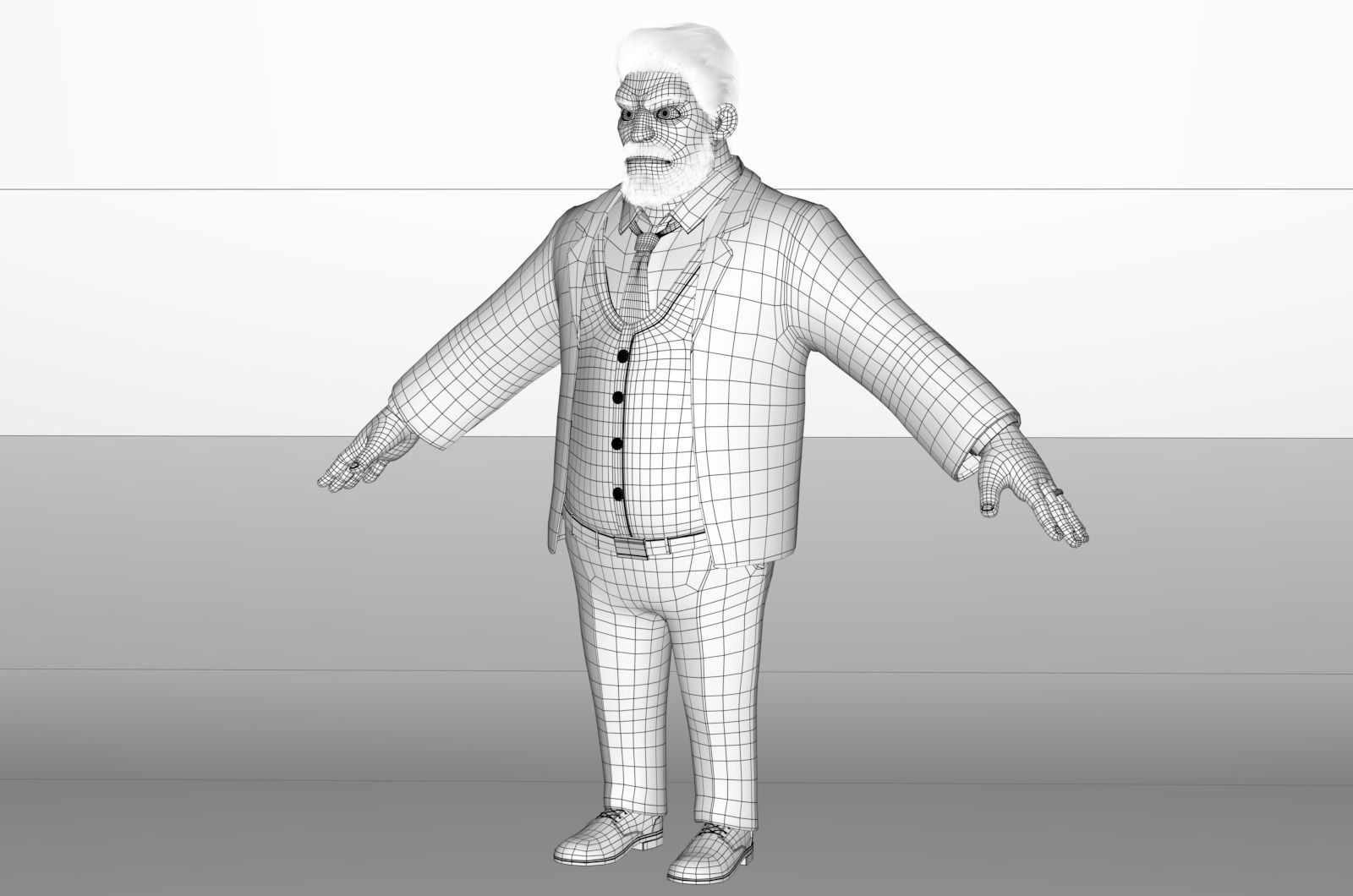 Uncle cartoon beard 3D model_9