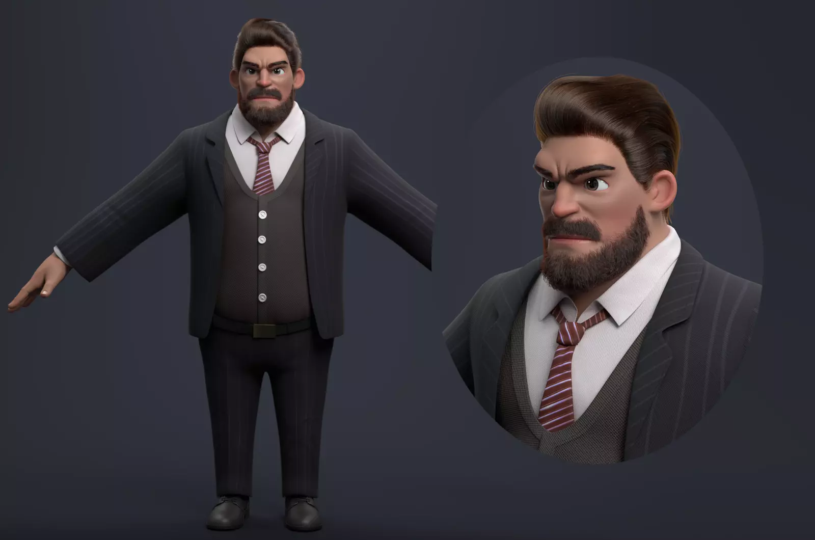 Uncle cartoon beard 3D model_0