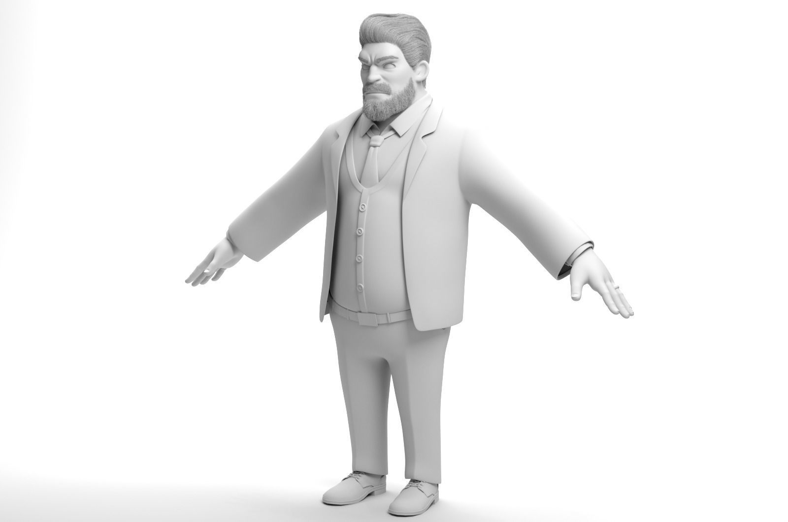 Uncle cartoon beard 3D model_8
