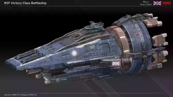 RSF Spaceship Victory Class Battleship Low-poly 3D model