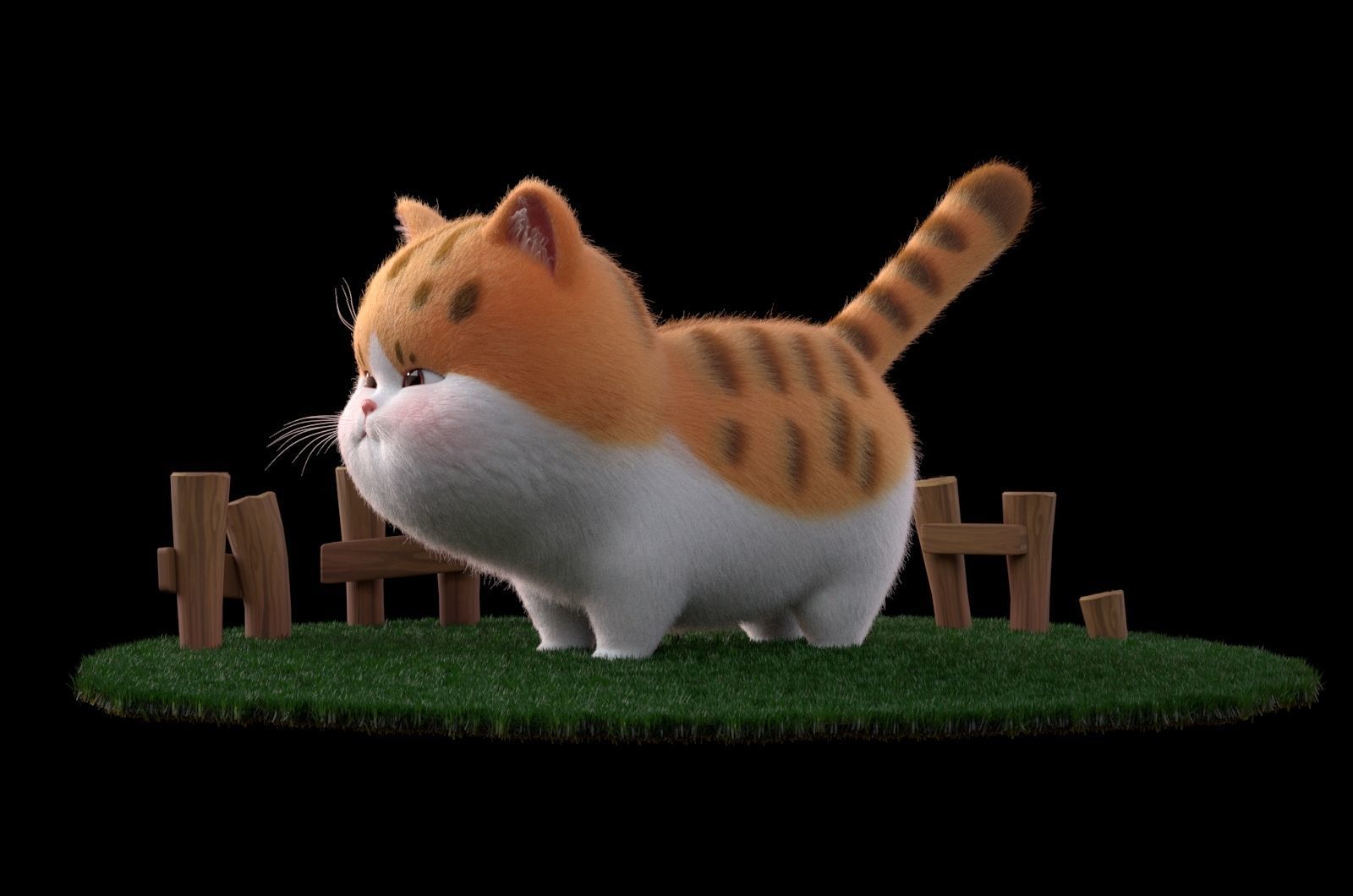 Cartoon cute fat cat 3D model_6