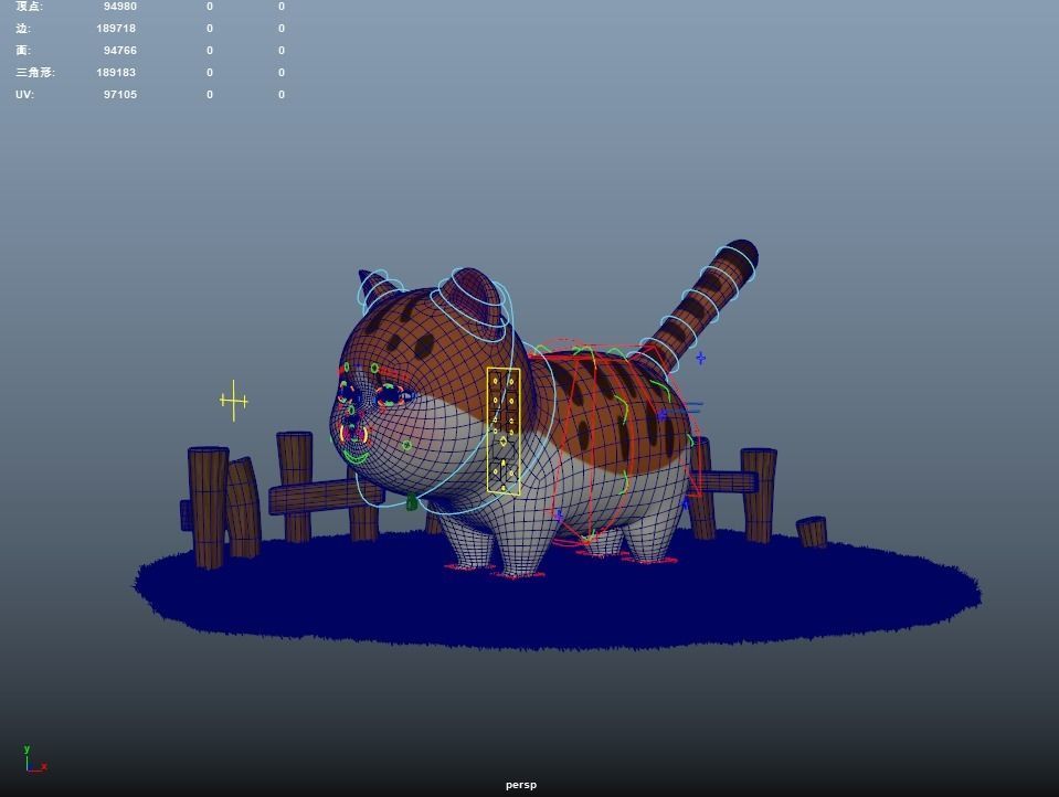 Cartoon cute fat cat 3D model_7
