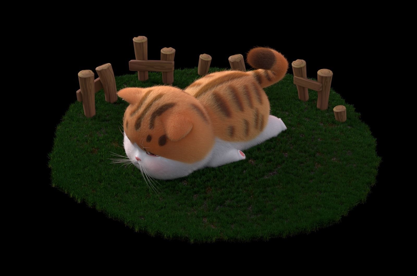 Cartoon cute fat cat 3D model_2